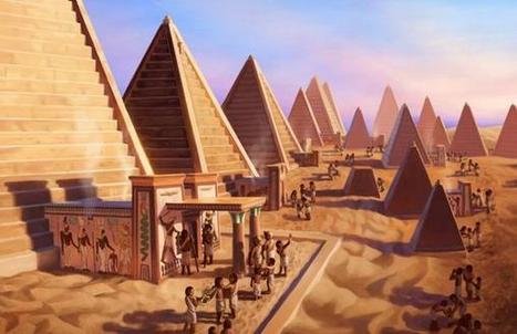 Artistic rendering of the pyramids of Meroë
