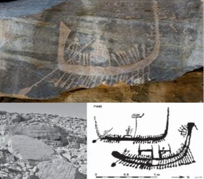 Rock carving showing ships