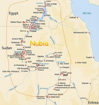 Map of Nubian archaeological sites